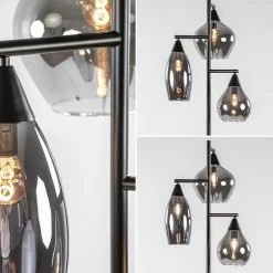 Zwart metalen vloerlamp met titanium glazen kappen