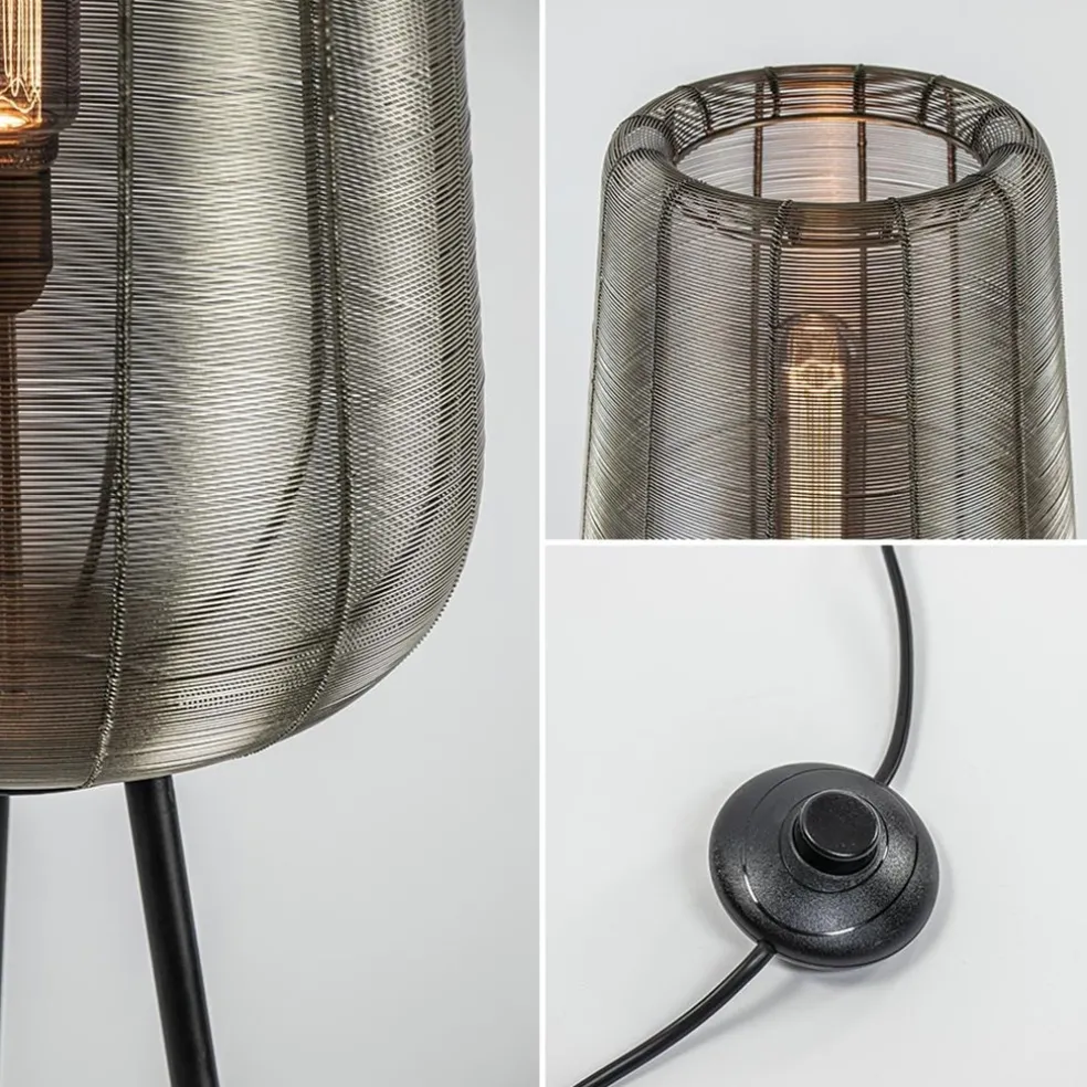 Zwarte driepoot Adeta met nikkel kap