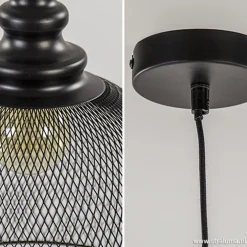 Zwarte hanglamp Karla met gaas