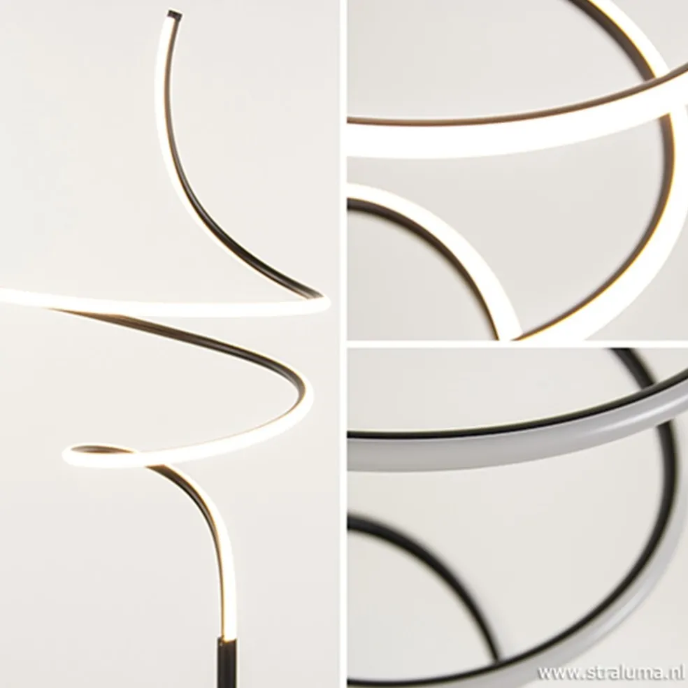 Zwarte krul vloerlamp LED dimbaar