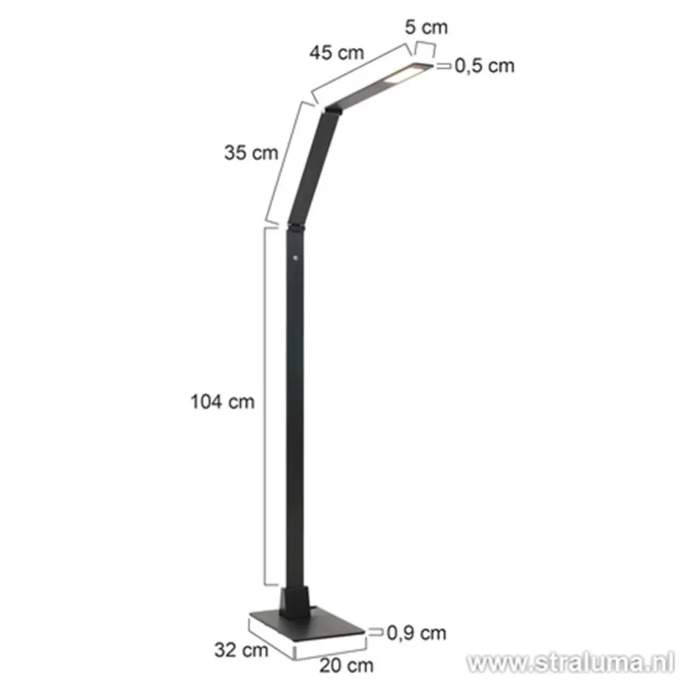 Zwarte led vloerlamp met touchdimmer