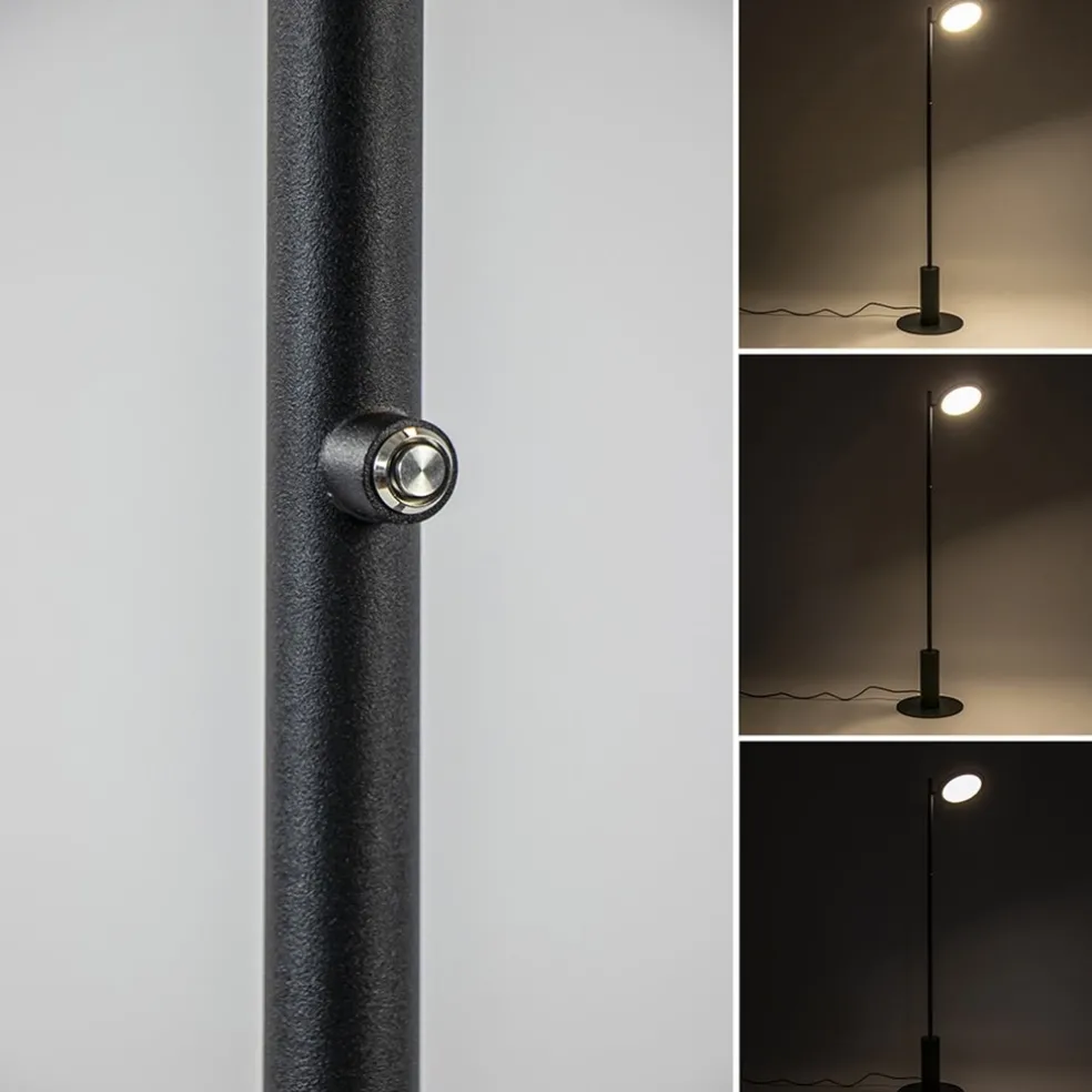 Zwarte LED vloerlamp 3-standen dimbaar