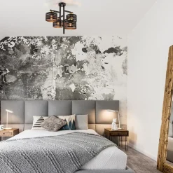 Zwarte 4-lichts plafondlamp met ronde kappen