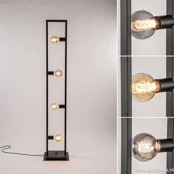 Zwarte metalen vloerlamp open frame