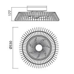 Zwarte plafondventilator mini met dimbaar LED