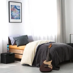 Zwarte tafellamp lava blauw met rood