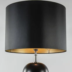 Zwarte vloerlamp bollen met zwarte ronde kap