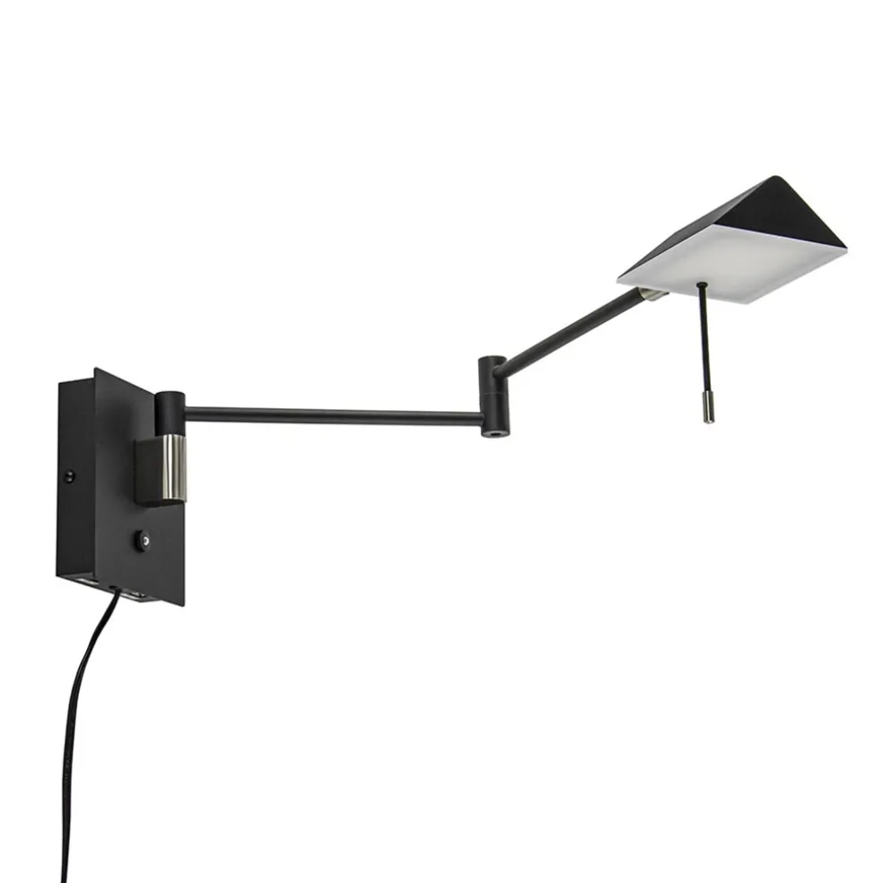 Zwarte wandlamp inclusief dimbaar LED en verstelbare arm