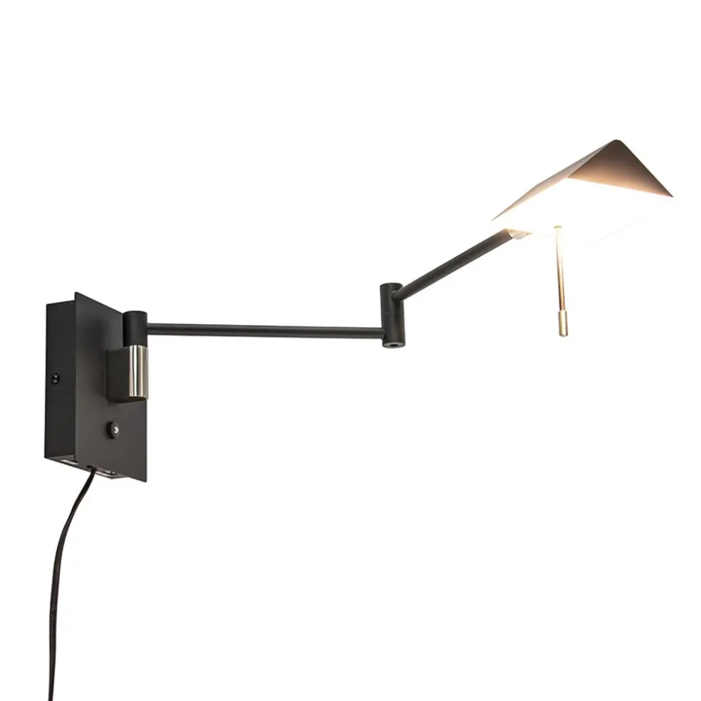 Zwarte wandlamp inclusief dimbaar LED en verstelbare arm