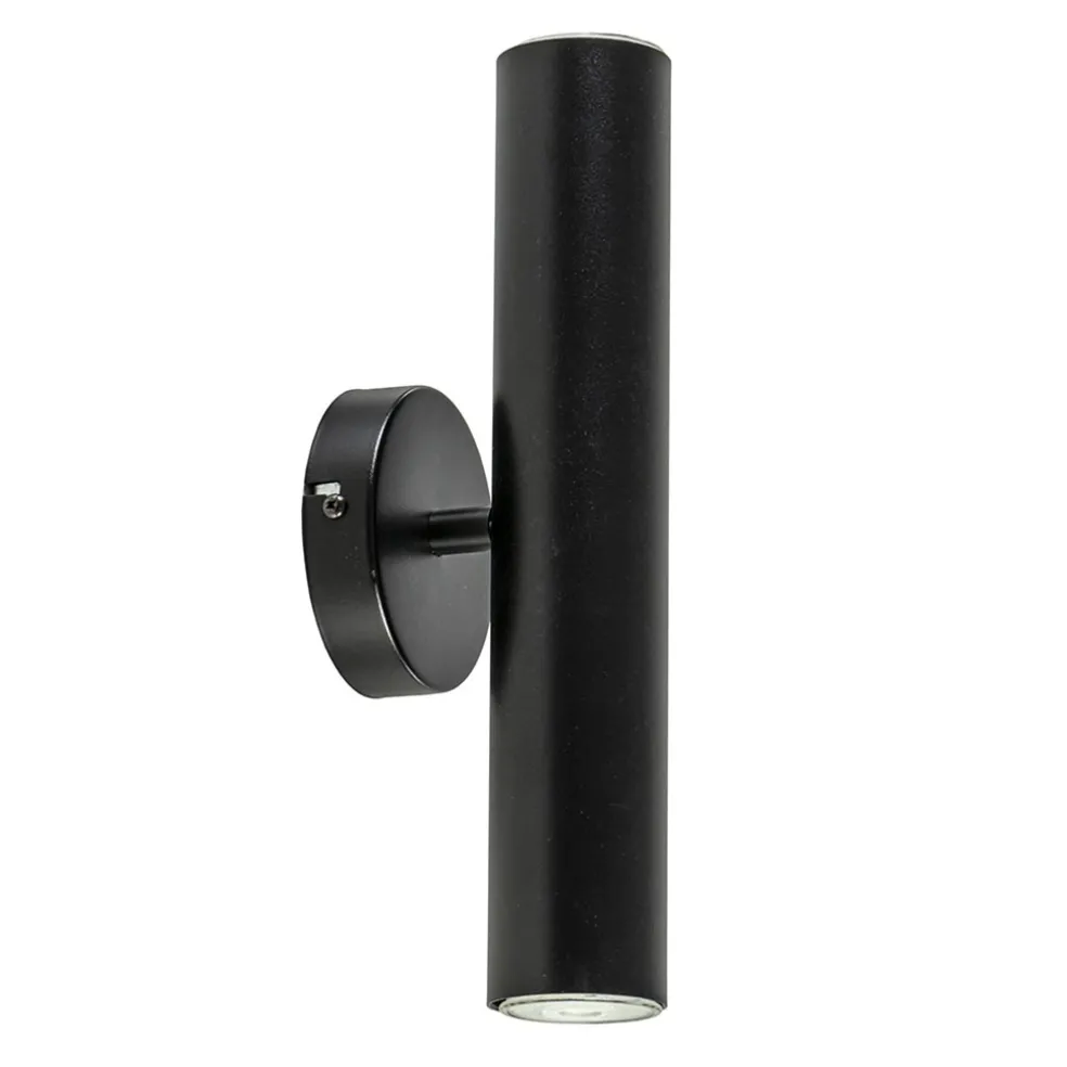 Zwarte wandlamp up+down cilinder GU10