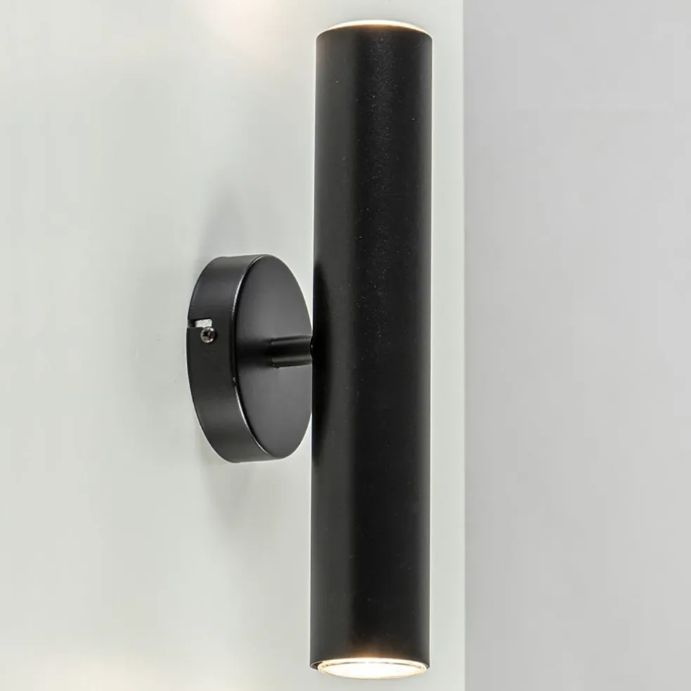 Zwarte wandlamp up+down cilinder GU10