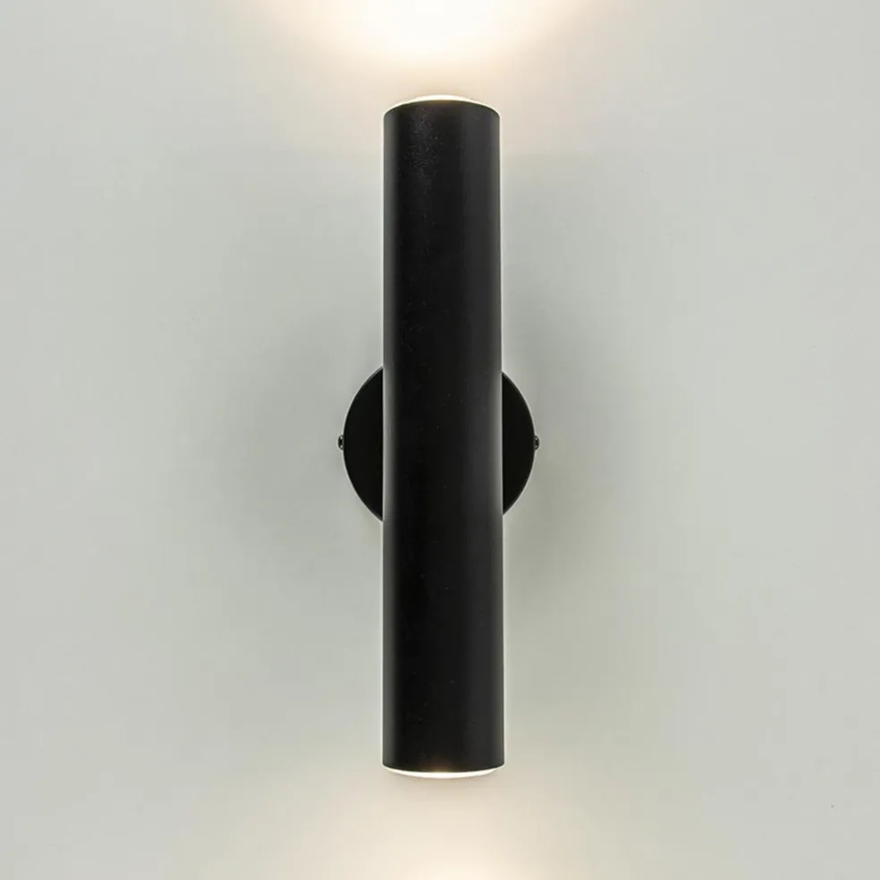 Zwarte wandlamp up+down cilinder GU10
